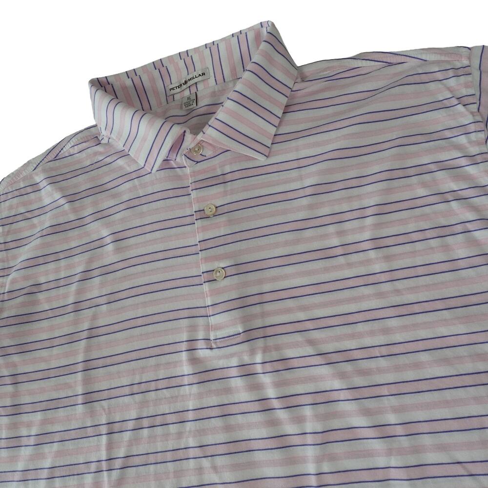 BallenIsles Peter Millar Vintage Cotton Striped Golf Polo Shirt Men's XL